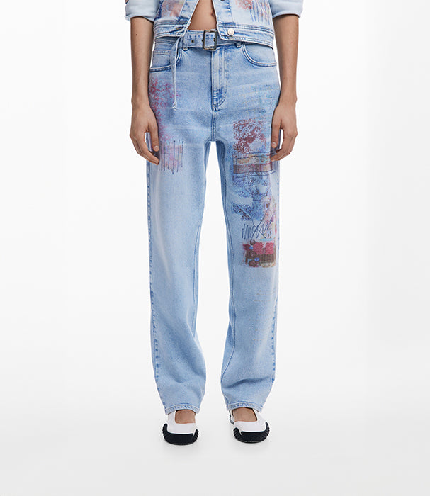 דזיגואל ג'ינס בגזרה ישרה לנשים