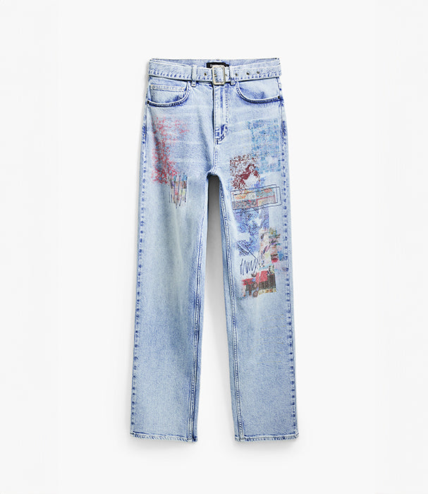 דזיגואל ג'ינס בגזרה ישרה לנשים