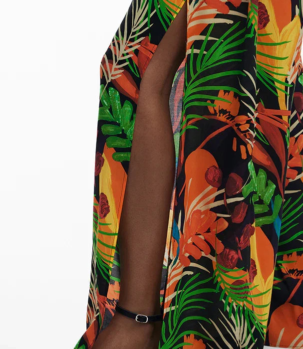 שרוול שמלה לנשים עם הדפס טרופי צבעוני, אופנה יוקרתית CHOZEN חנות בגדים מובילה