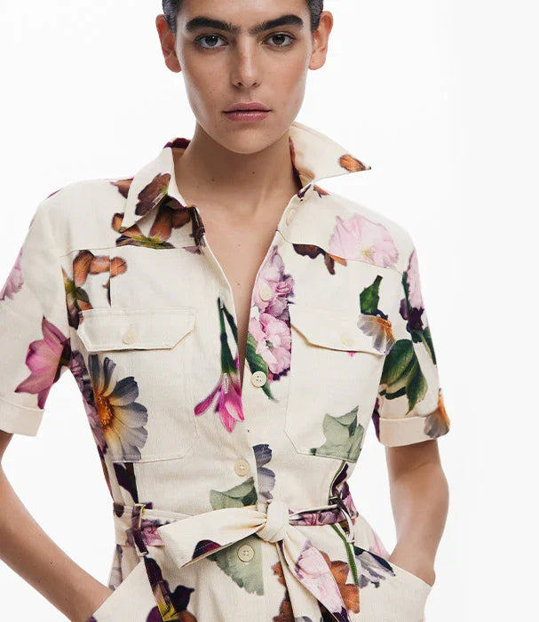 שמלה קצרה עם הדפס פרחים צבעוני לאישה, אופנה עדכנית CHOZEN