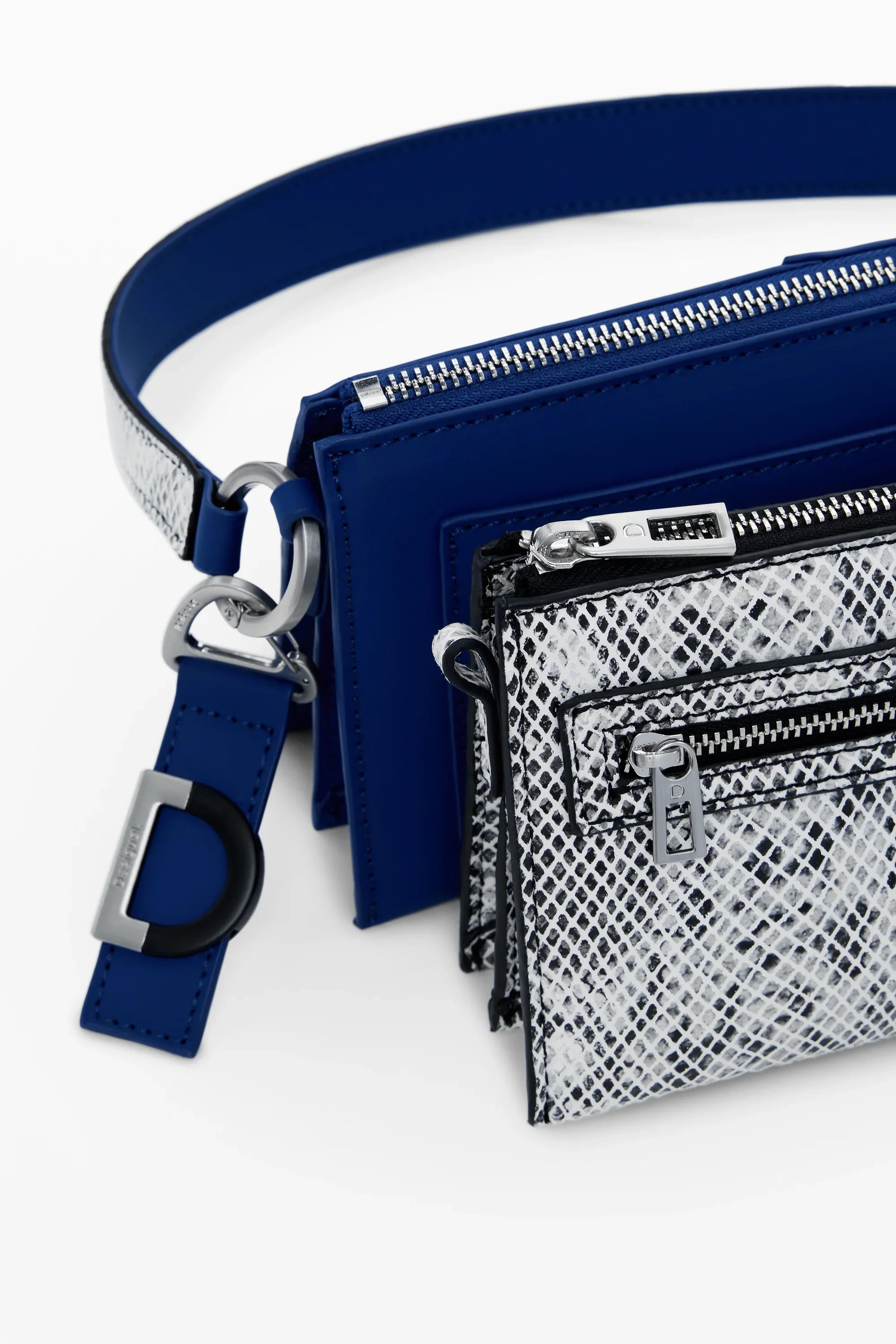תיק פאוץ' כחול עם תוספת תיק מנוחש, רוכסנים וכפתורים, אופנתי CHOZEN מותגים מובילים