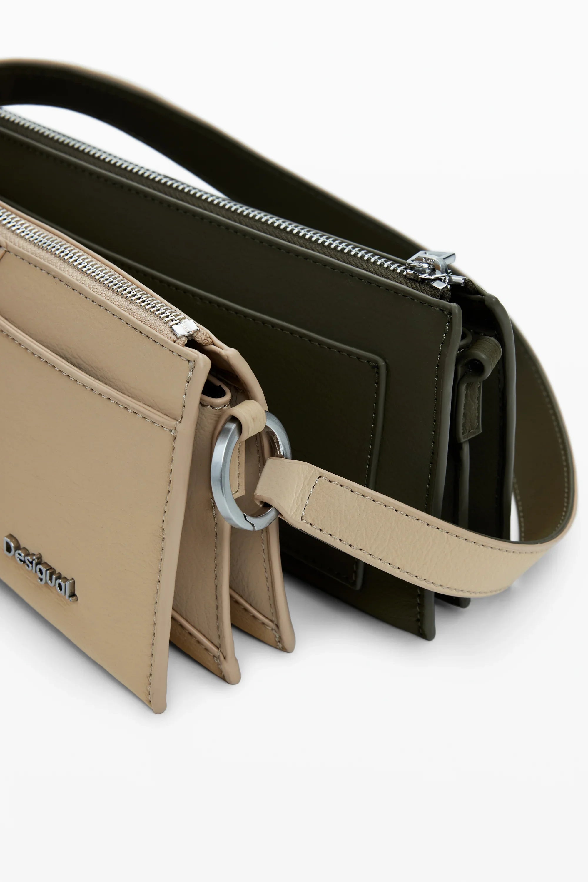 תיק צד Desigual לנשים בצבע בז' וזית עם רצועה ארוכה, עיצוב מודרני מבית CHOZEN