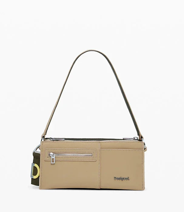 תיק צד בצבע בז' בעיצוב מודרני של מותג Desigual, רצועה קצרה, פריט אופנתי CHOZEN