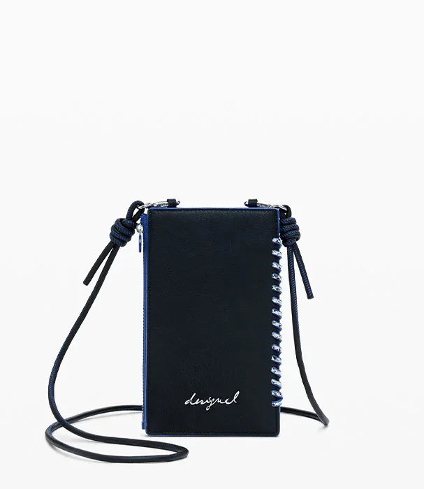 תיק צד קטן מעור סינטטי שחור עם שרוך ופרטים קלועים, מבית Desigual, ב-CHOZEN