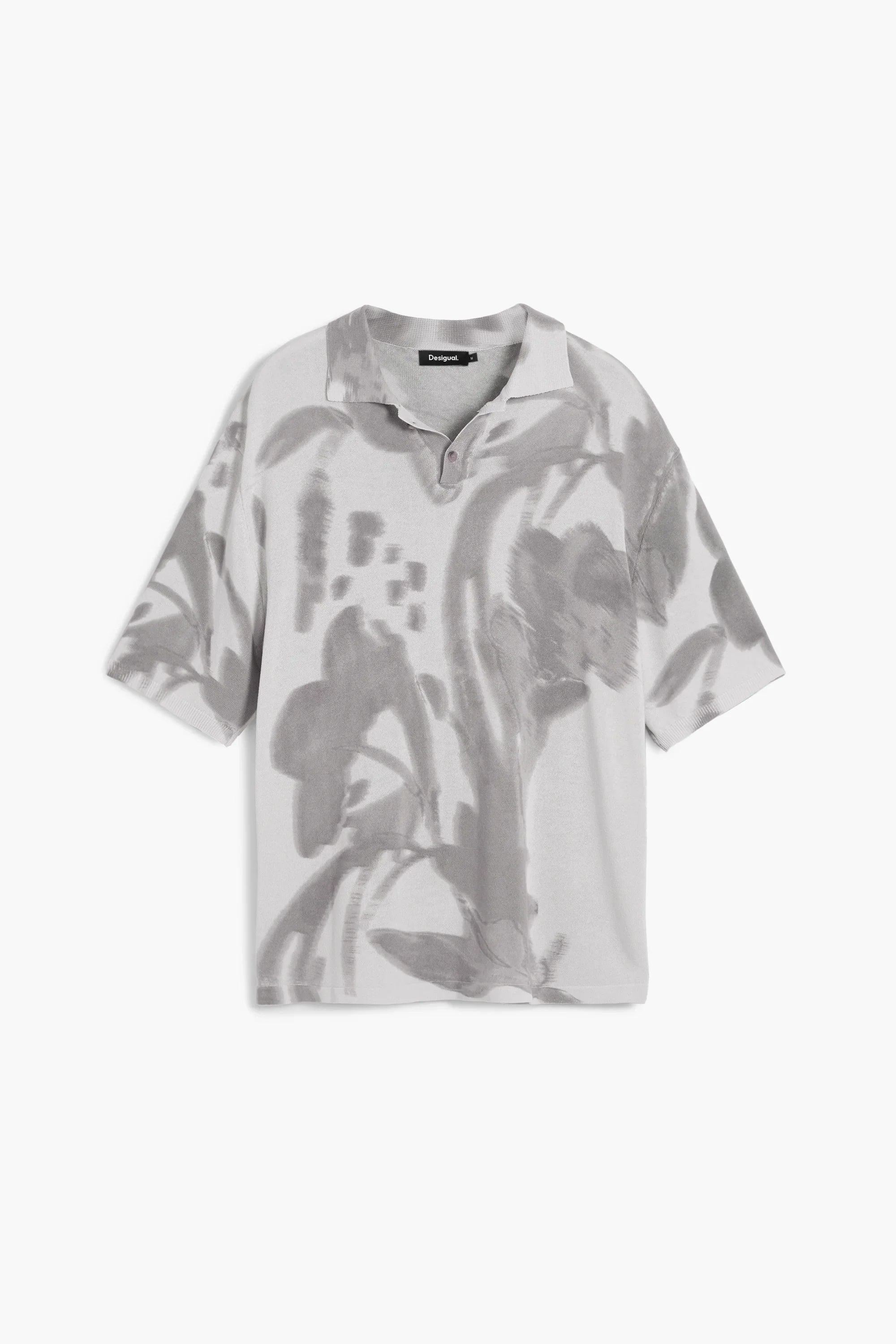 חולצת פולו אפורה בהדפס מופשט, אופנה גברים CHOZEN מותגים מובילים