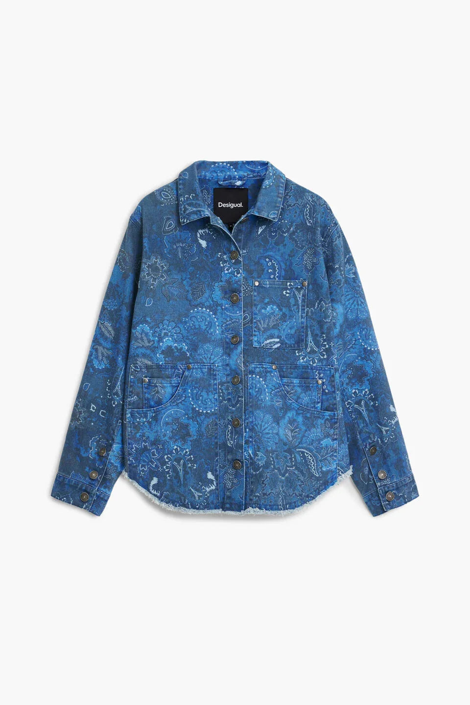 ז'קט ג'ינס כחול דגם Desigual עם הדפס פרחוני, אופנה עדכנית מ-CHOZEN קבוצת אלפא