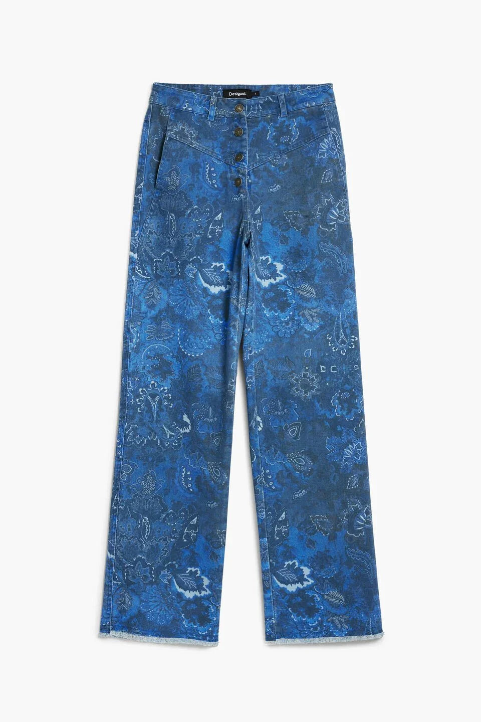 מכנסי ג'ינס כחולים עם דוגמת פרחים של Desigual, אופנה עכשווית ב-CHOZEN