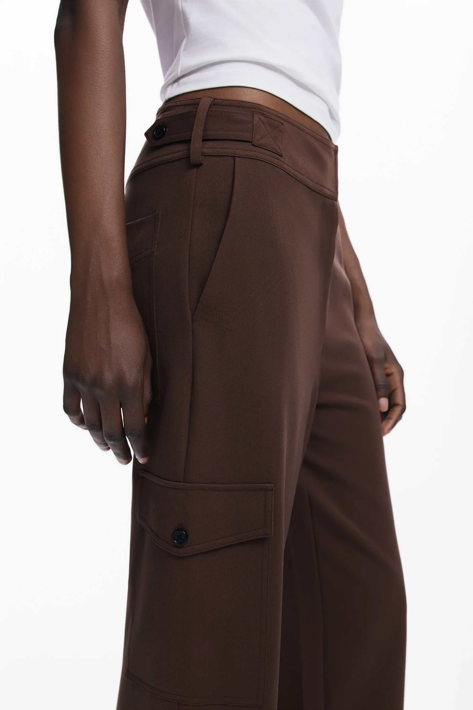 מכנסי קארגו חומים לנשים מבית CHOZEN, עם כיסים צדדיים, אופנת קיץ יוקרתית