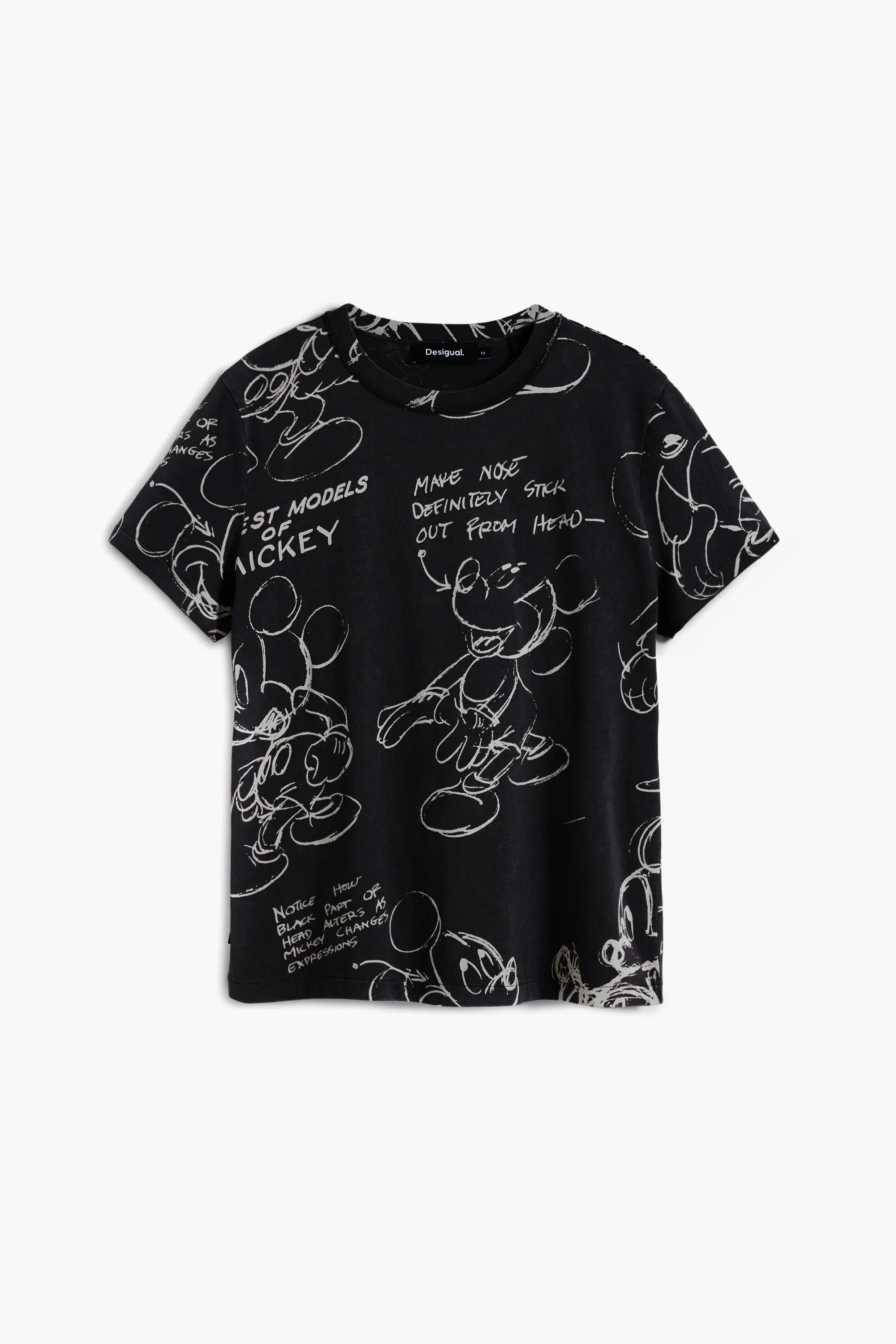 חולצת טי שחורה בעיצוב דיסני, הדפסי סקיצות מיקי מאוס, מבית Desigual ב-CHOZEN