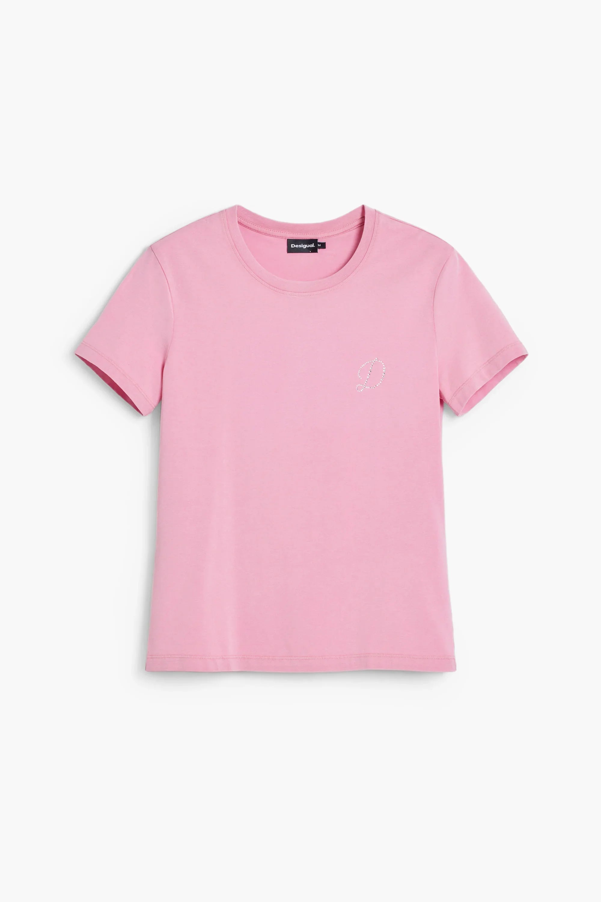 חולצת טי שירט ורודה לנשים של Desigual עם רקמת D, אופנת קיץ באתר CHOZEN