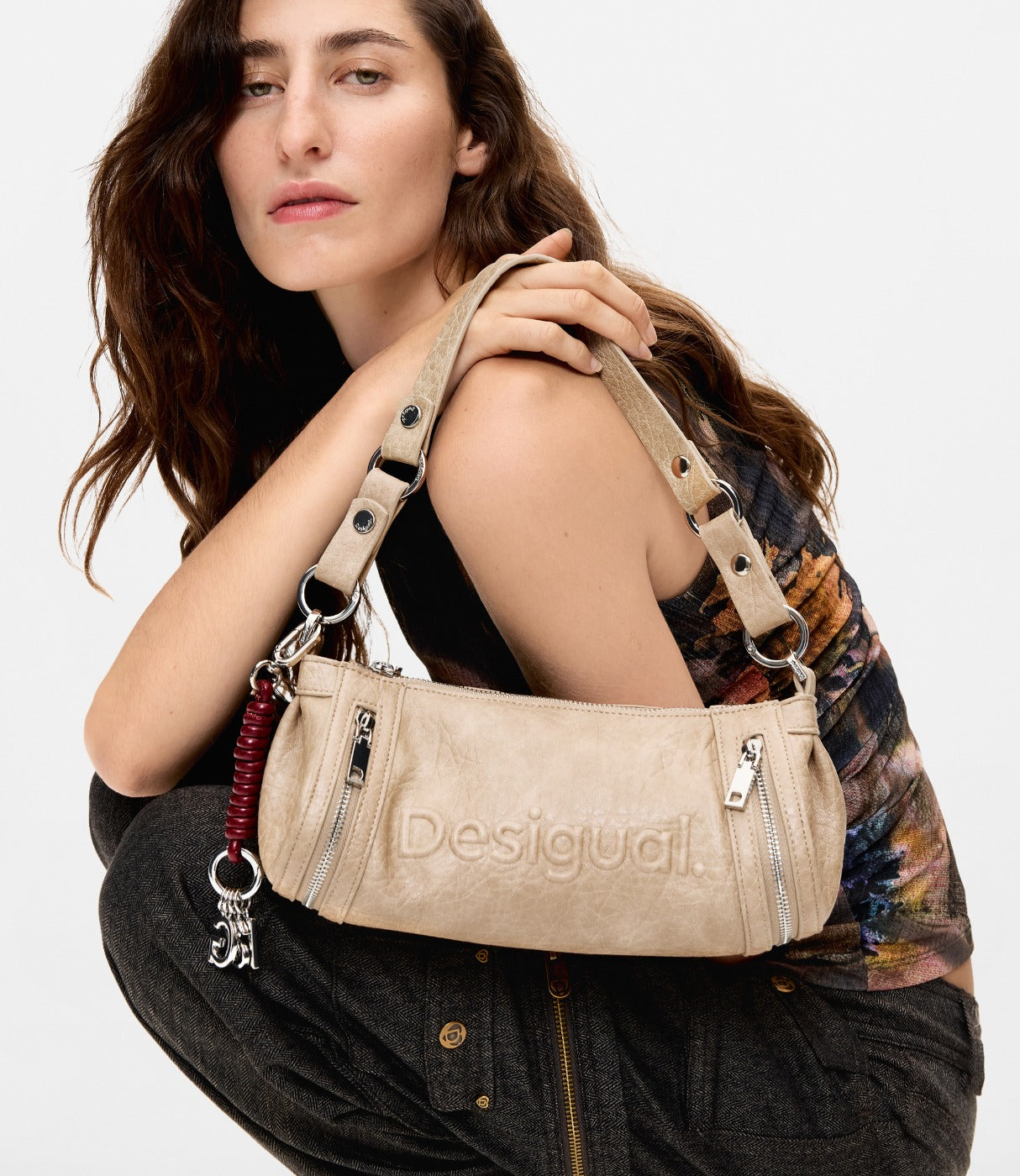 דזיגואל תיק צד בינוני לנשים - לבן