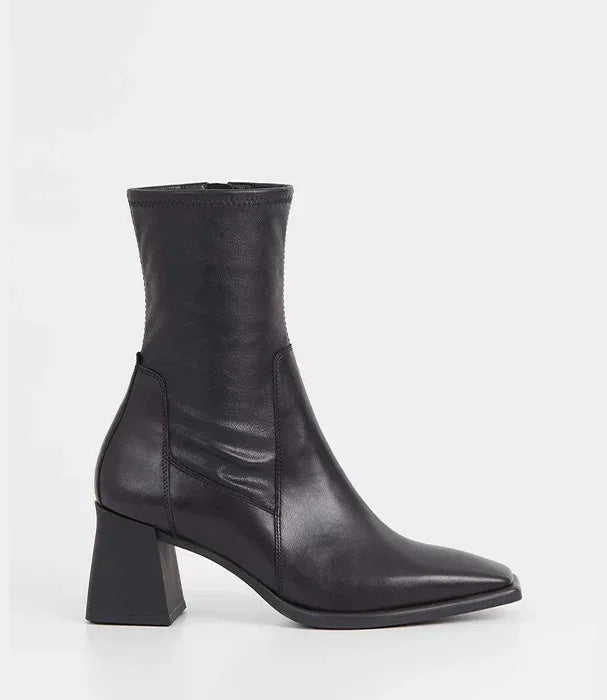 מגף עור נשים שחור עקב מרובע אופנתי, מבית המותגים המובילים ב-CHOZEN