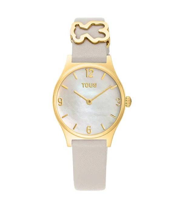שעון יוקרתי לאישה TOUS עם רצועה בהירה ולוח זהב באתר CHOZEN מותגים מובילים