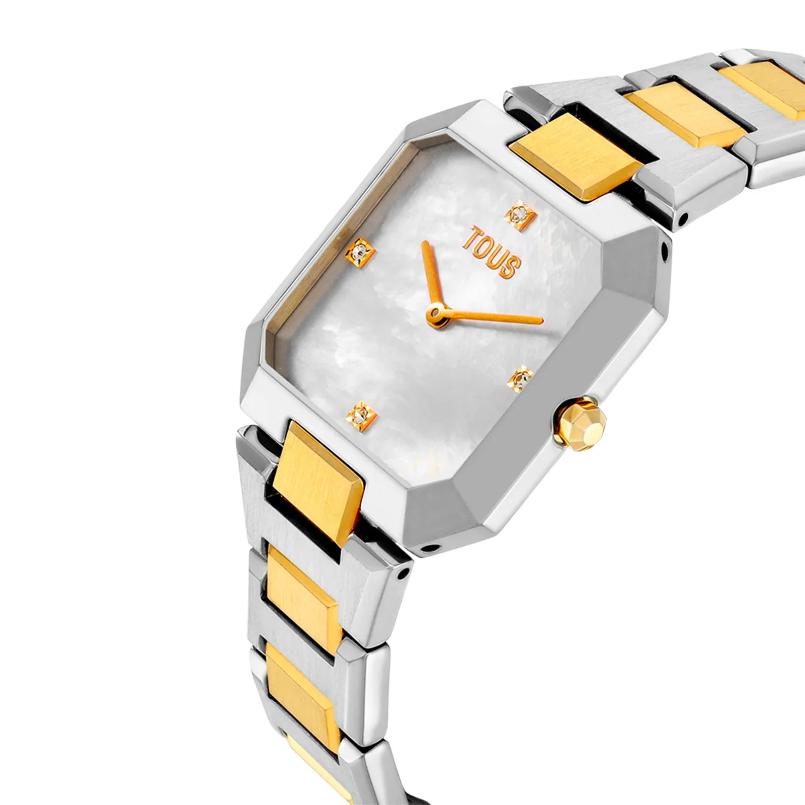 שעון יד יוקרתי לנשים TOUS דו גוני זהב וכסף, לוח מרובע לאתר CHOZEN