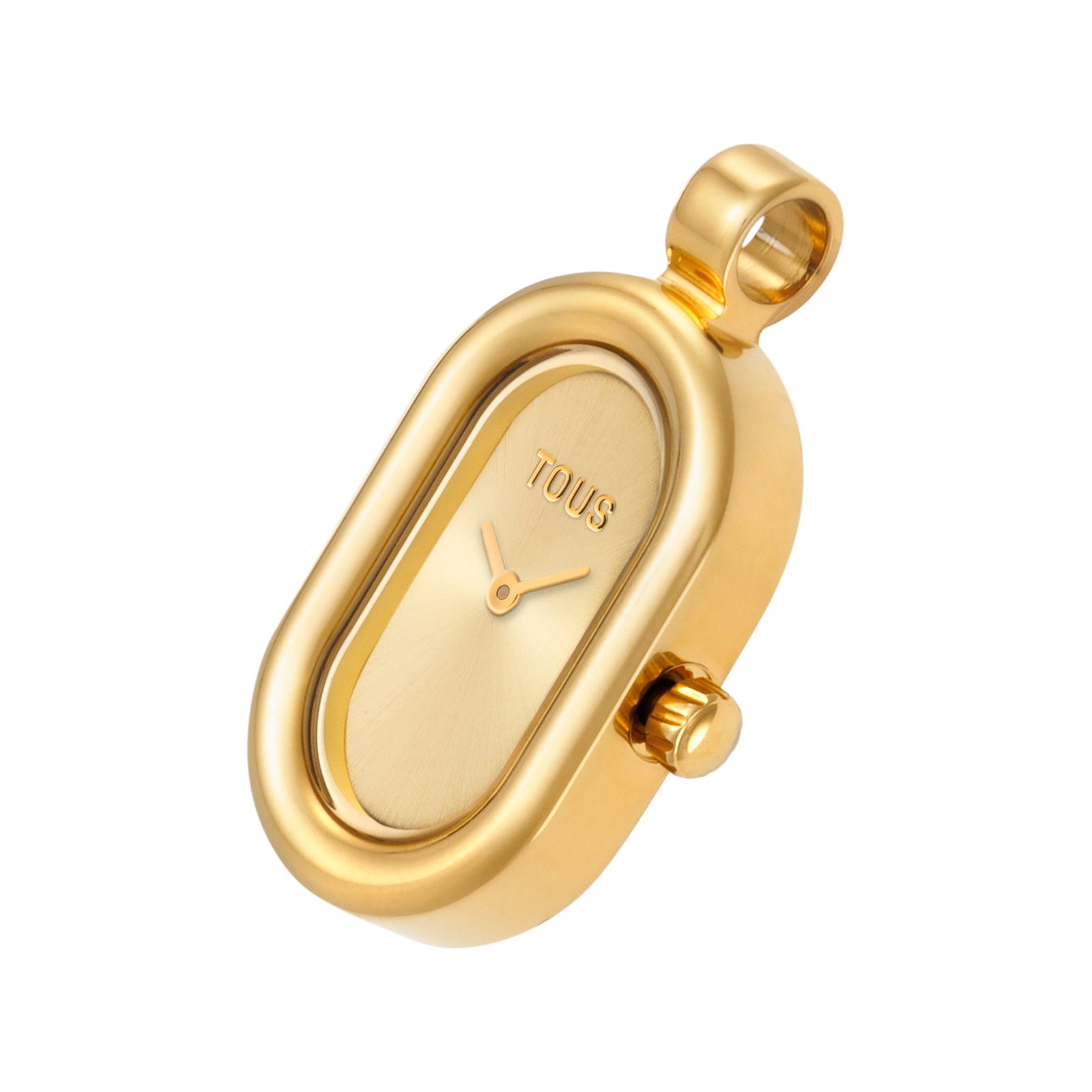 טואוס תליון שעון אנלוגי Hold Oval מפלדה בצבע זהב