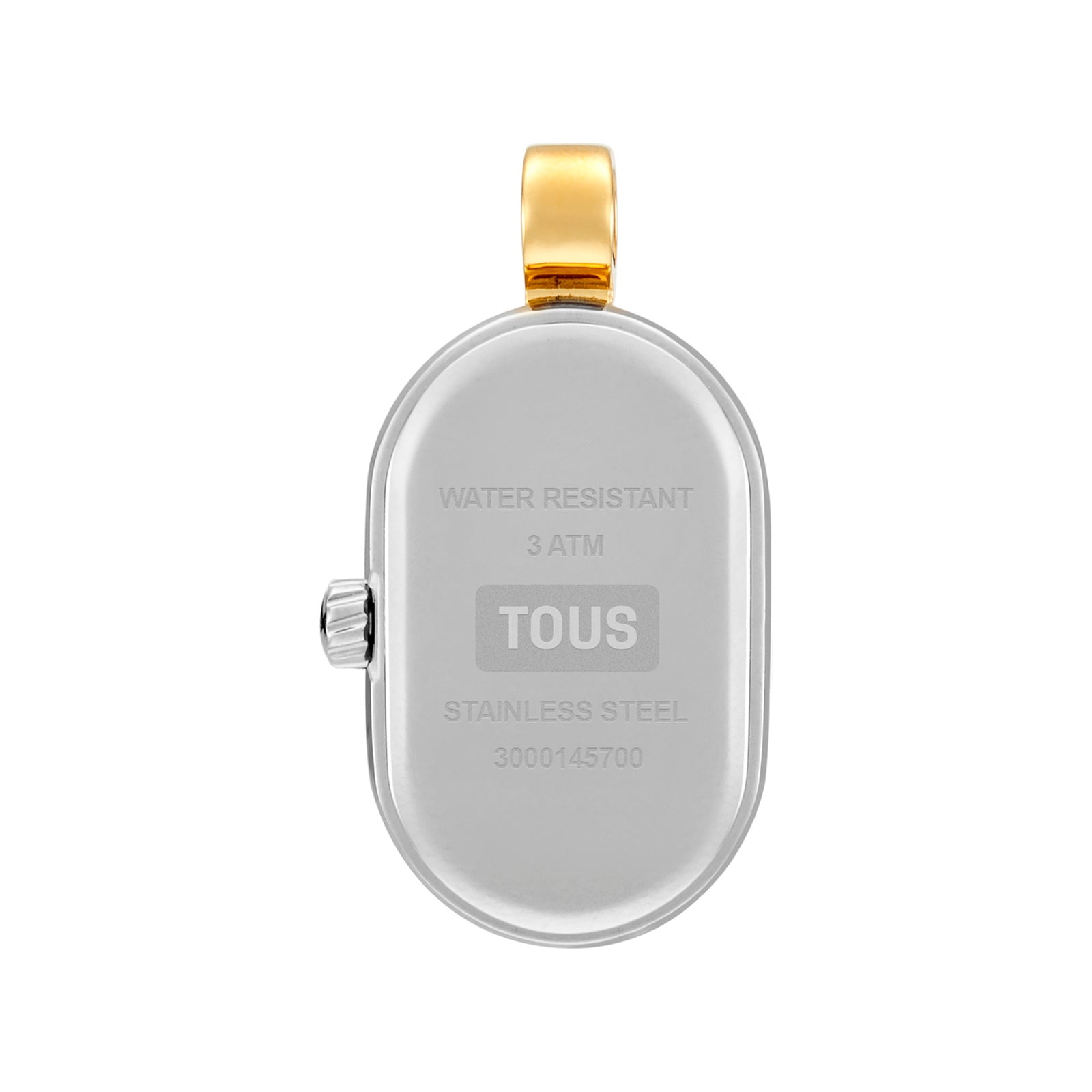 טואוס תליון שעון אנלוגי Hold Oval מפלדה בצבע זהב וכסף