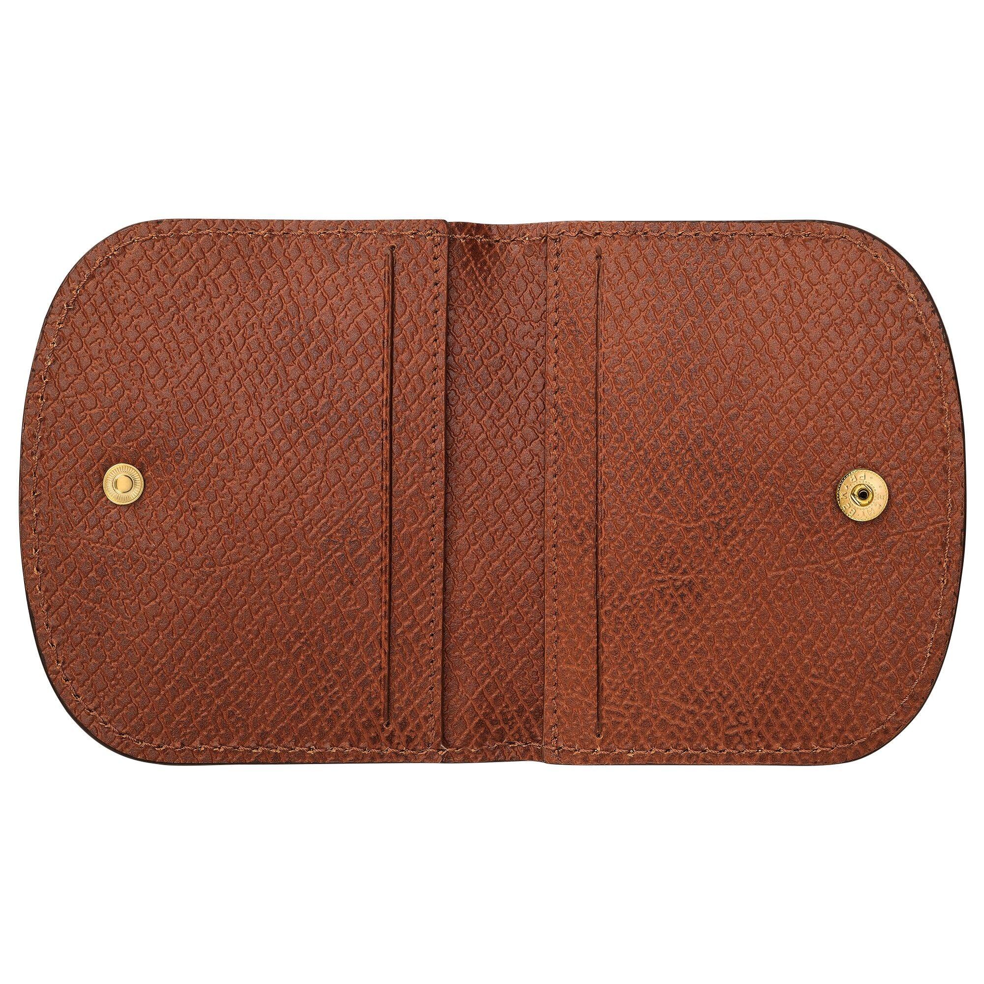 ארנק עור חום פתוח עם טקסטורה ודקירות כפתור, מוצר יוקרתי של CHOZEN