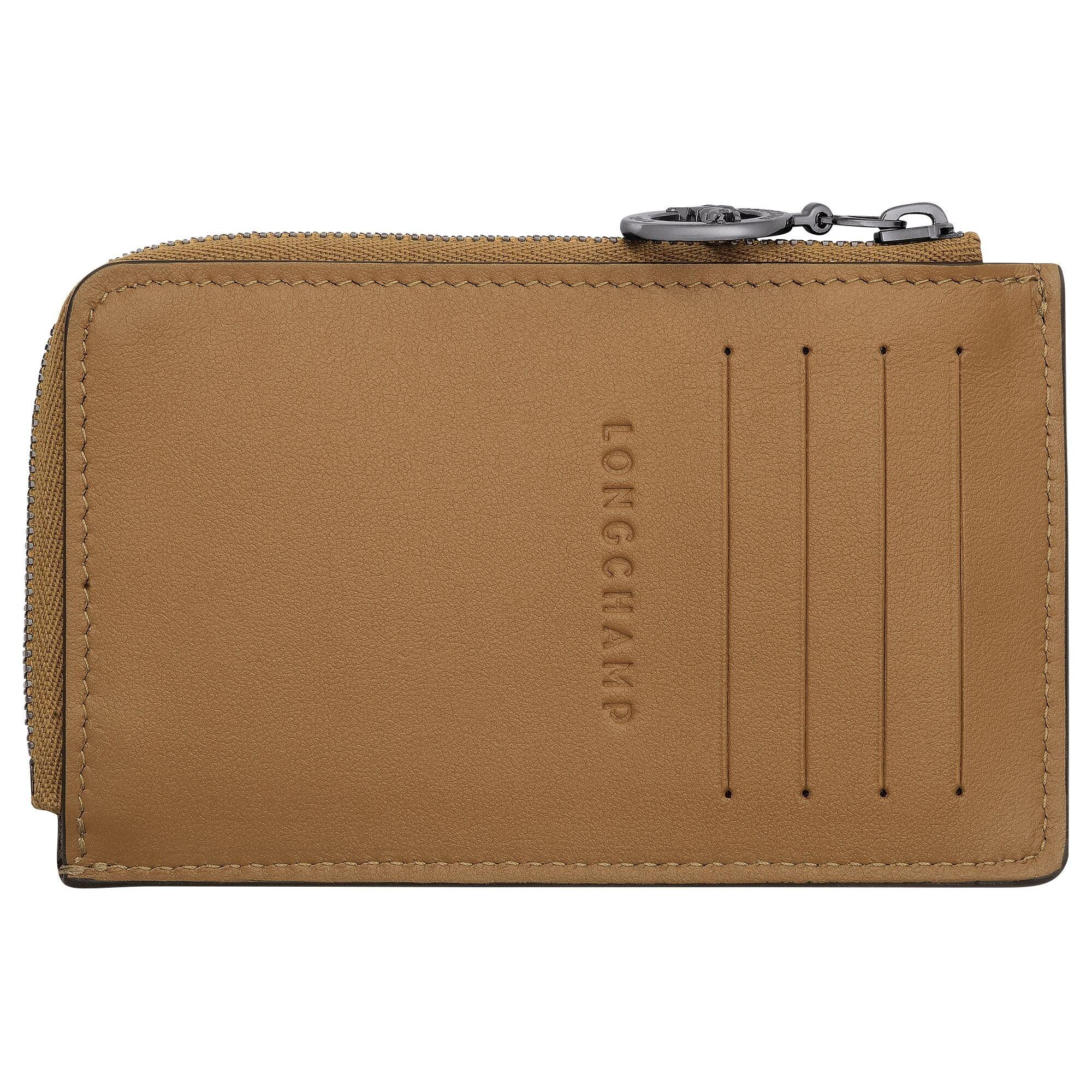 ארנק עור חום LONGCHAMP עם רוכסן ותאים לכרטיסים, מותג יוקרתי ב-CHOZEN קבוצת אלפא