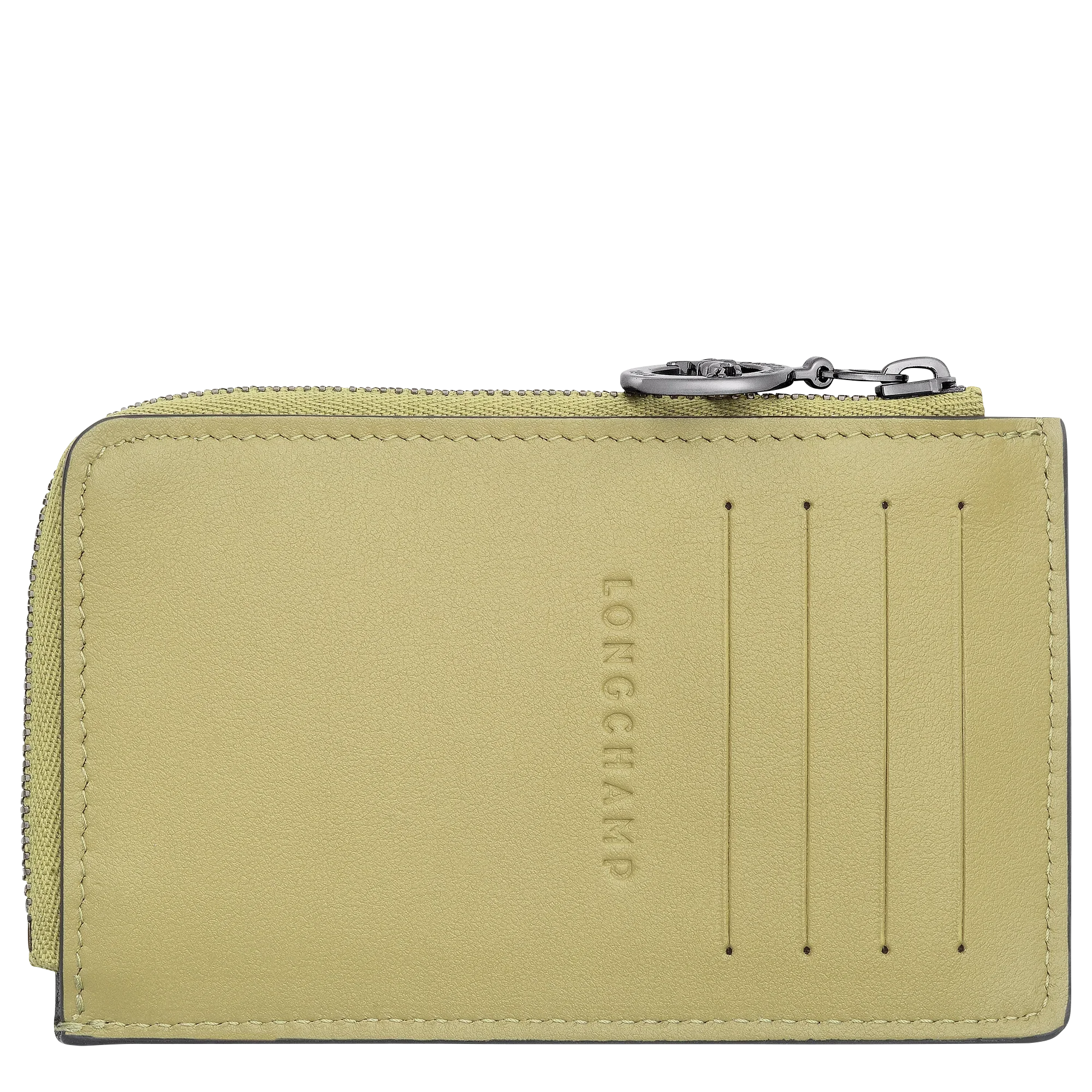 ארנק עור ירוק בהיר של LONGCHAMP עם רוכסן וכיסי כרטיסים, מותג יוקרה ב-CHOZEN