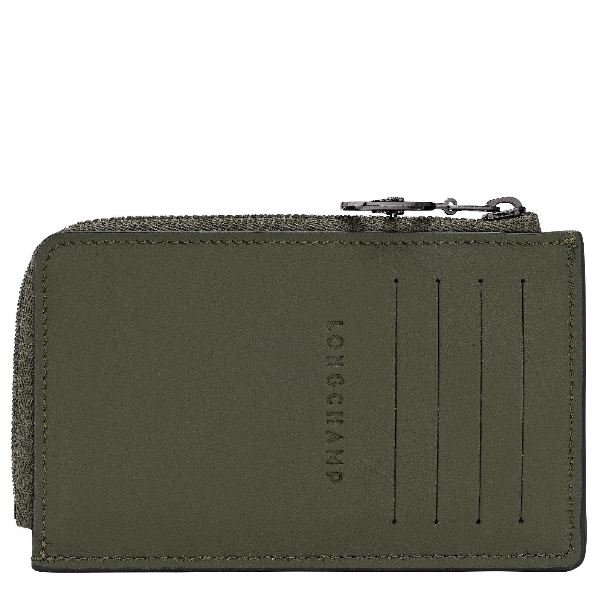 ארנק עור ירוק של LONGCHAMP בעיצוב אלגנטי, פתיחה ברוכסן, כיסי כרטיסים קדמיים, מבית CHOZEN