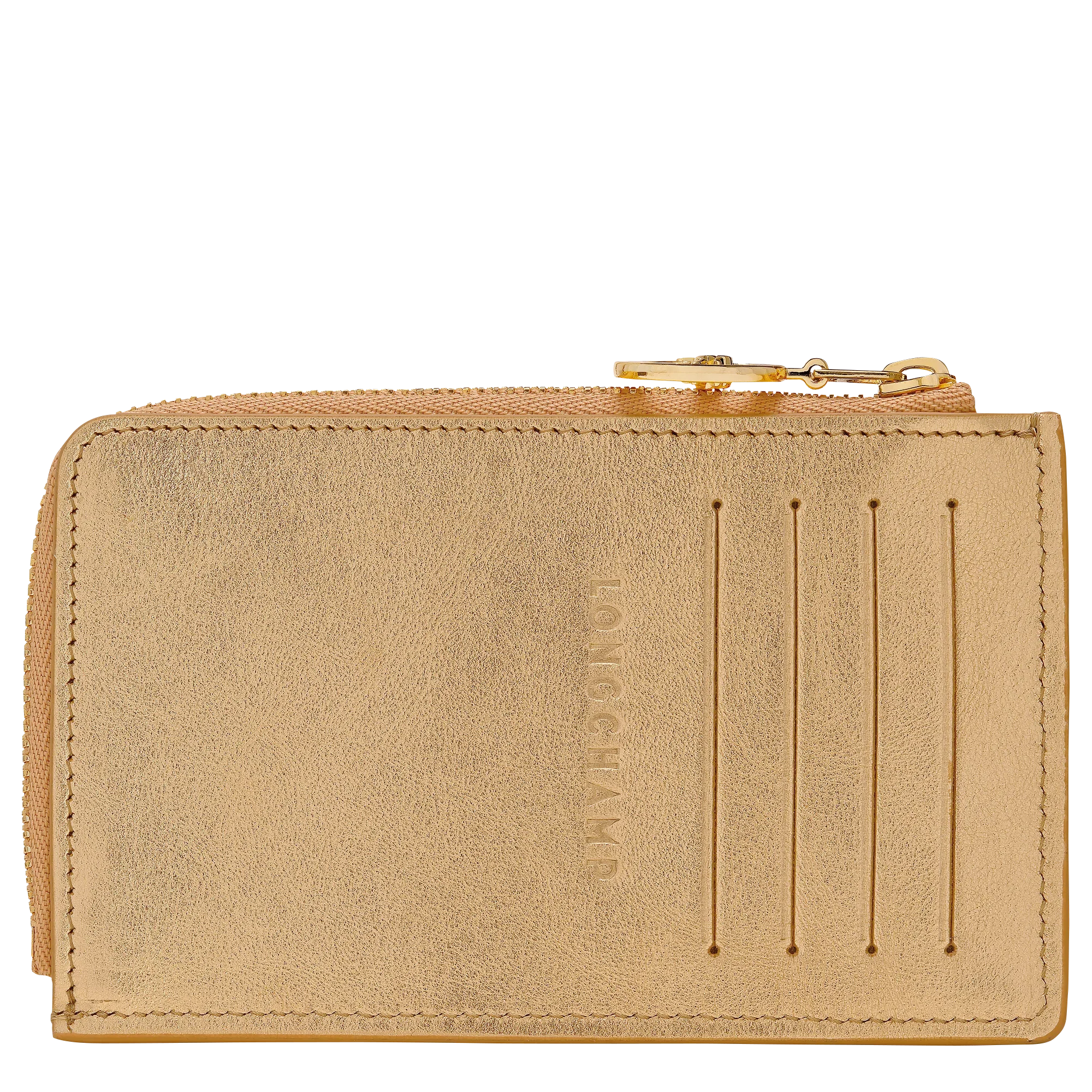 ארנק עור זהב של LONGCHAMP עם חריצים לכרטיסים, מוצר יוקרה ב-CHOZEN ישראל
