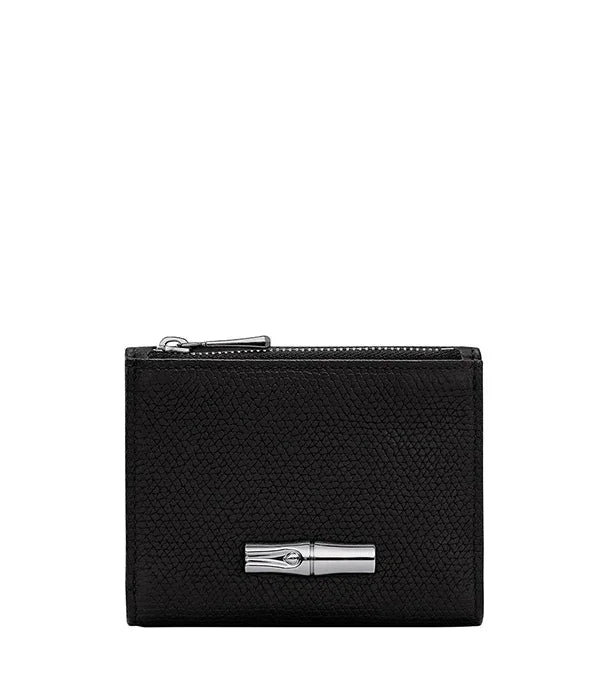 ארנק עור שחור יוקרתי עם רוכסן ודיטייל כסוף, מותג CHOZEN, מבית קבוצת אלפא