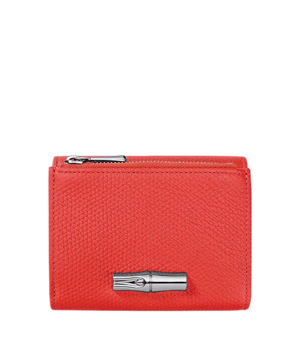 ארנק עור אדום יוקרתי עם רוכסן ועיטור מתכתי, מבית מותג CHOZEN קבוצת אלפא