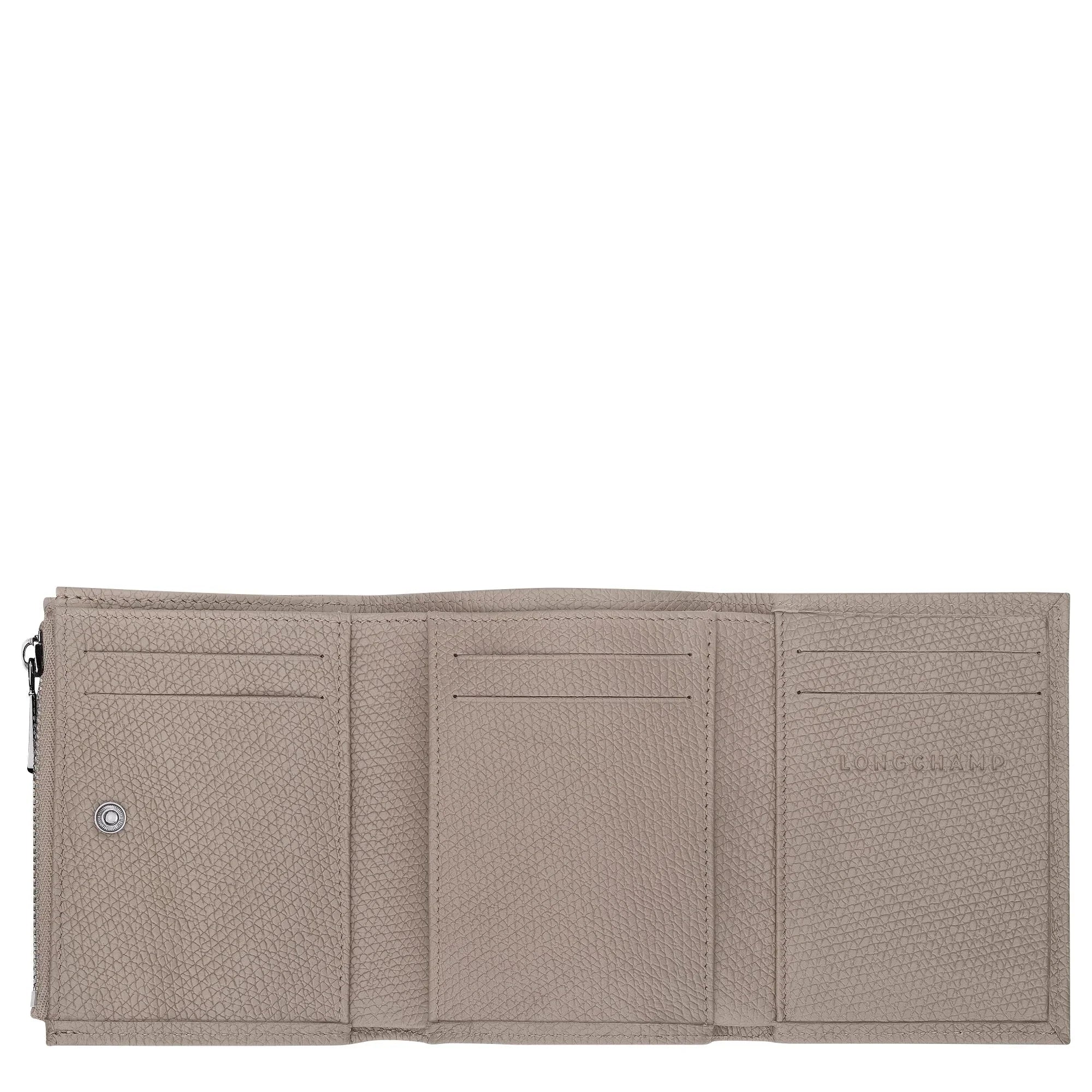 ארנק עור אפור איכותי לונגשאמפ, עיצוב מודרני, תאי כרטיסים, מבית CHOZEN