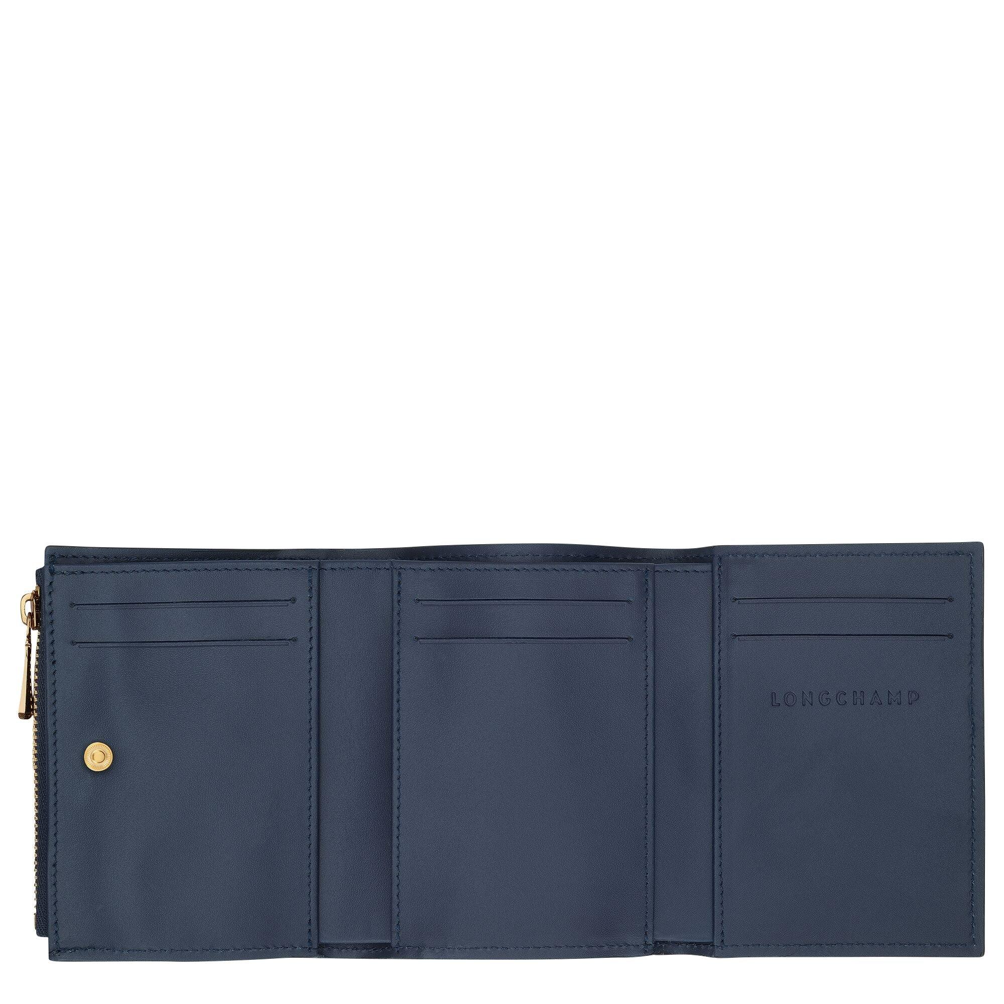 ארנק עור כחול Longchamp מעוצב, עם חריצים לכרטיסים ותא עם רוכסן, באתר CHOZEN