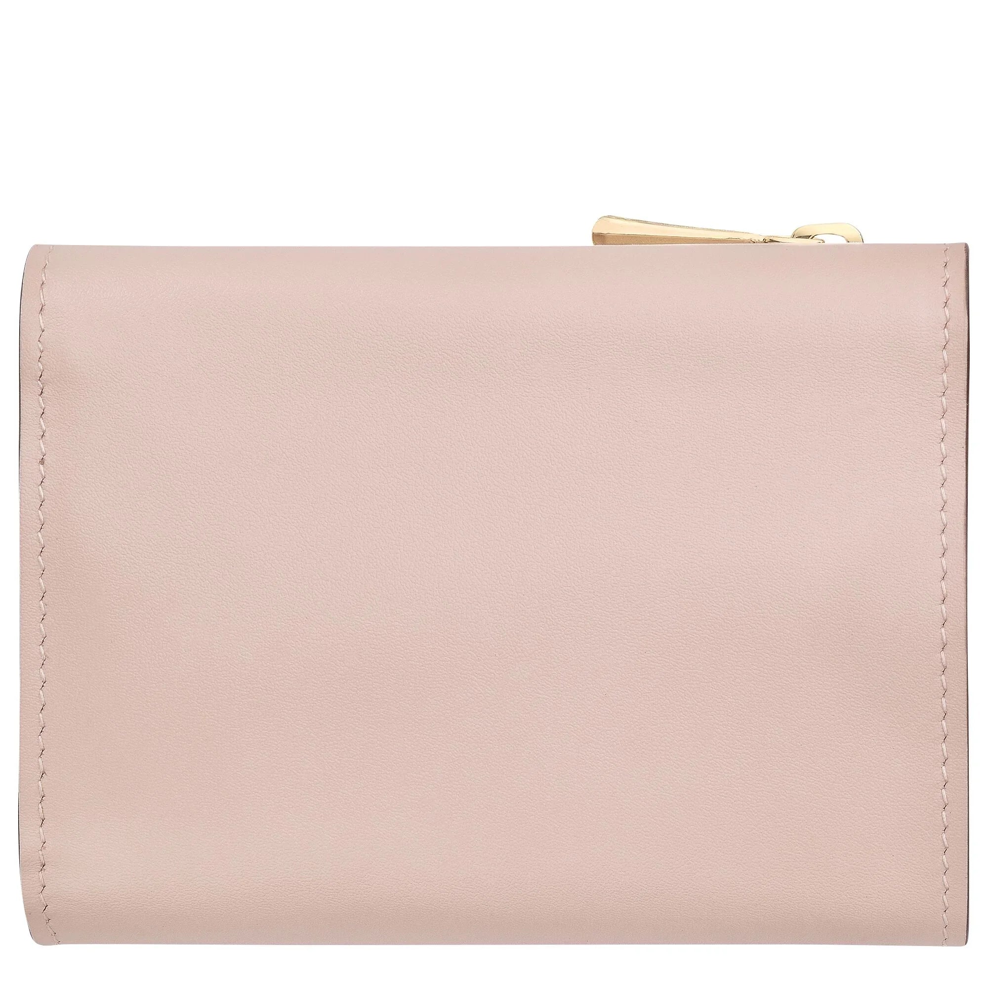 ארנק נשים ורוד בהיר, דמוי עור, בעיצוב מינימליסטי עם רוכסן זהב, ממותג CHOZEN