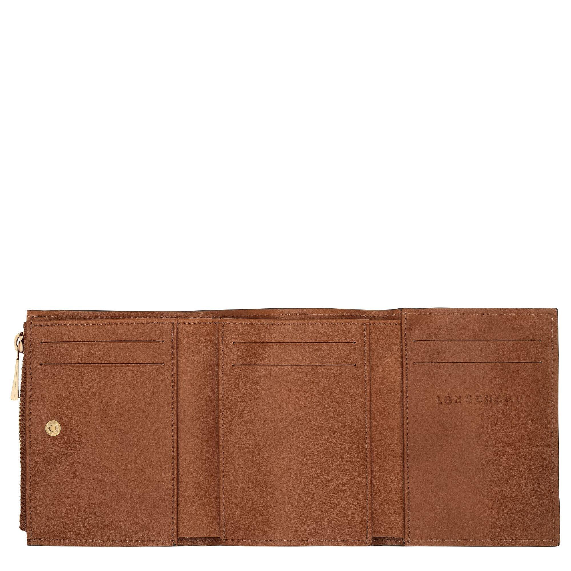 ארנק עור חום Longchamp פתוח עם תאים לכרטיסים, המותגים המובילים CHOZEN