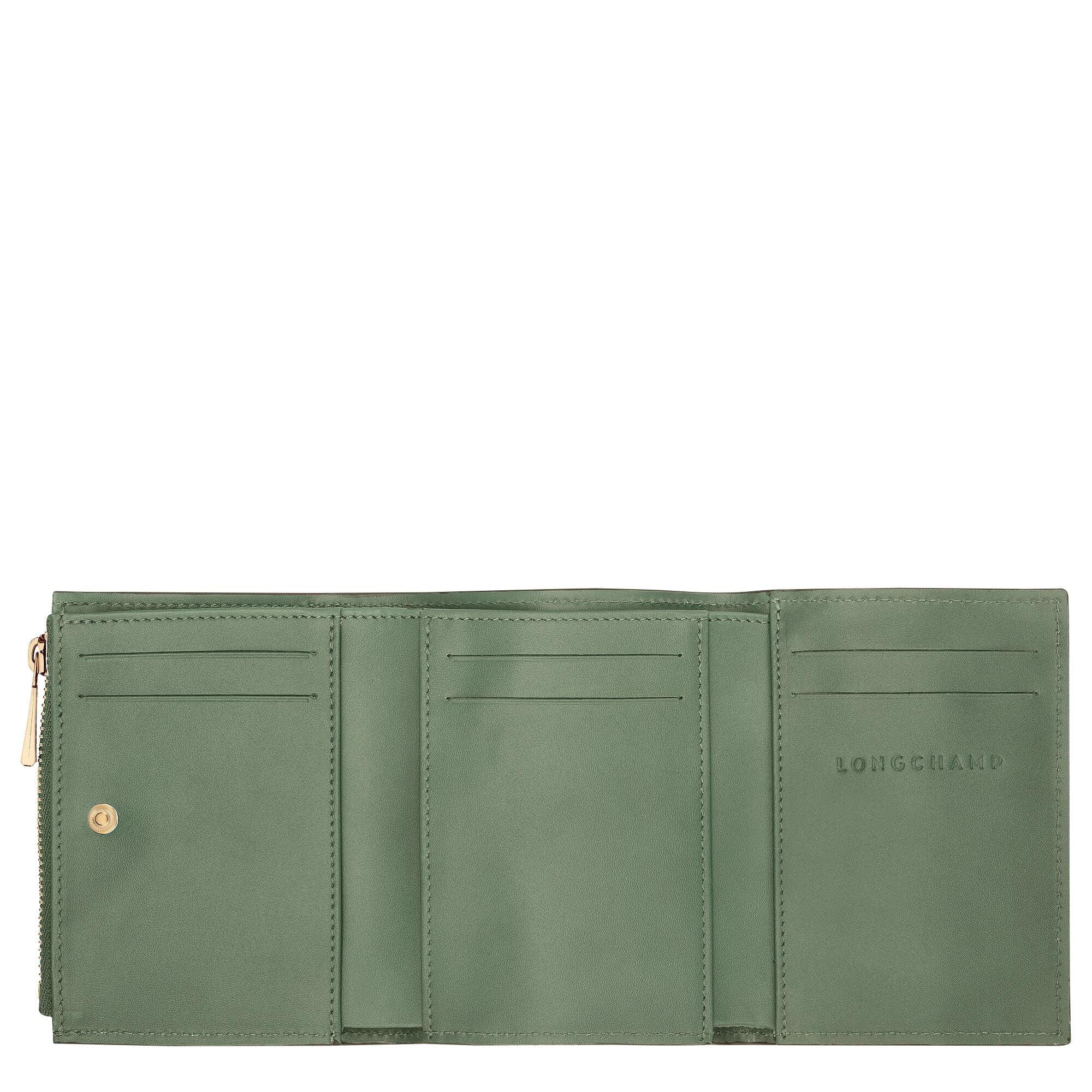 ארנק עור ירוק LONGCHAMP פתוח עם תאים לכרטיסים, מבית CHOZEN מותגים מובילים