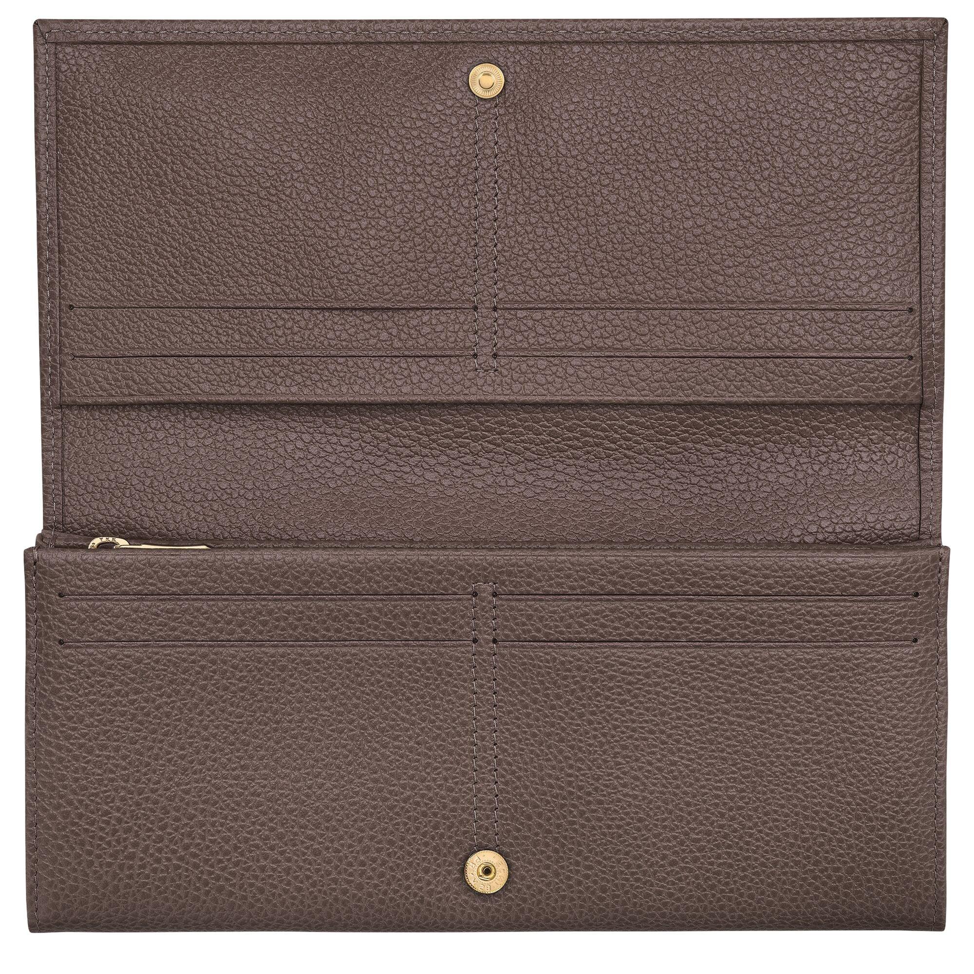 ארנק עור חום עם סגירת לחצן, תאים לכרטיסים ורוכסן, מבית CHOZEN