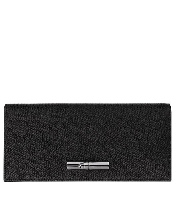 ארנק עור שחור יוקרתי עם סגר מתכת כסוף, מוצר מותג באתר CHOZEN