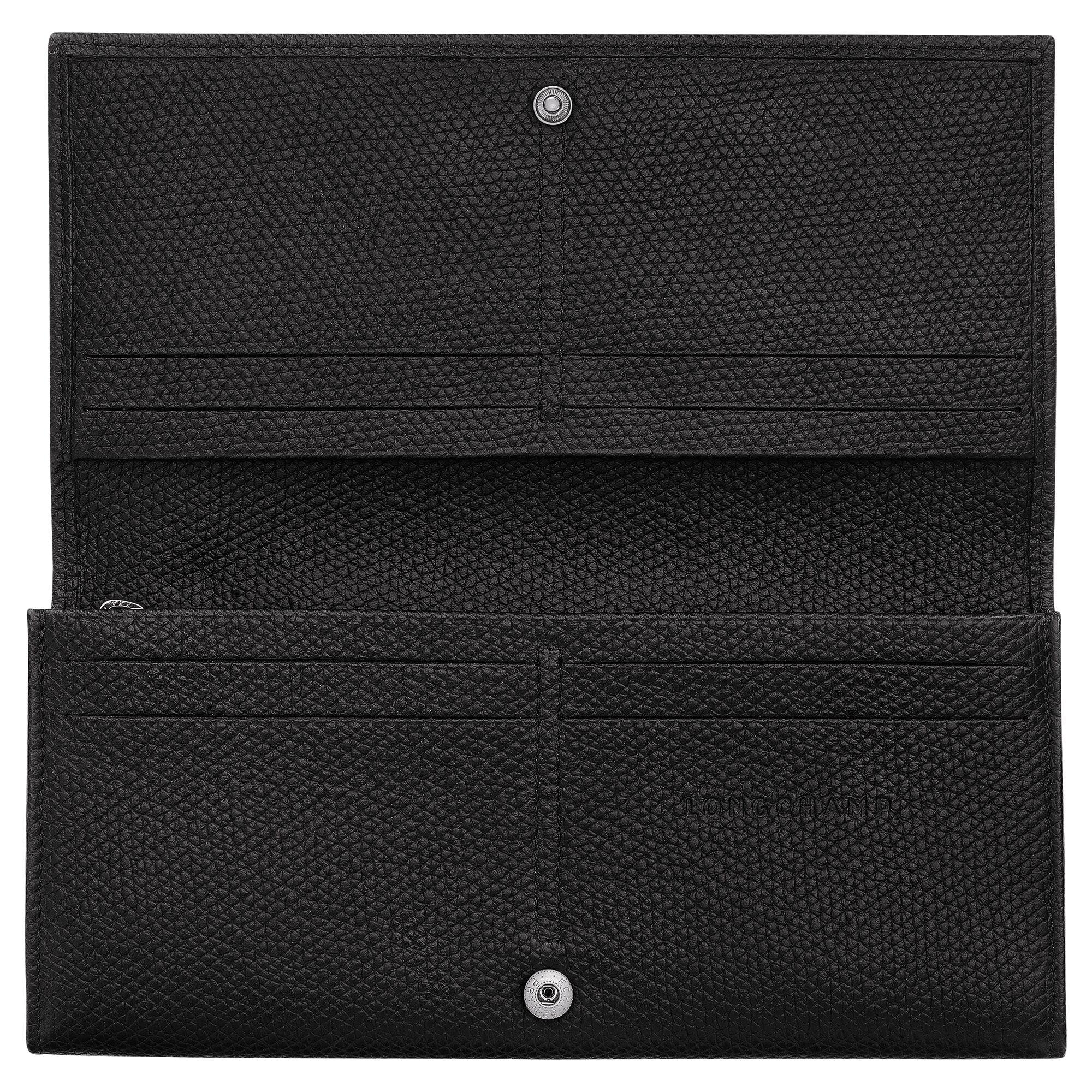 ארנק עור שחור קלאסי לנשים עם מספר תאים וכפתור סגירה, מבית CHOZEN