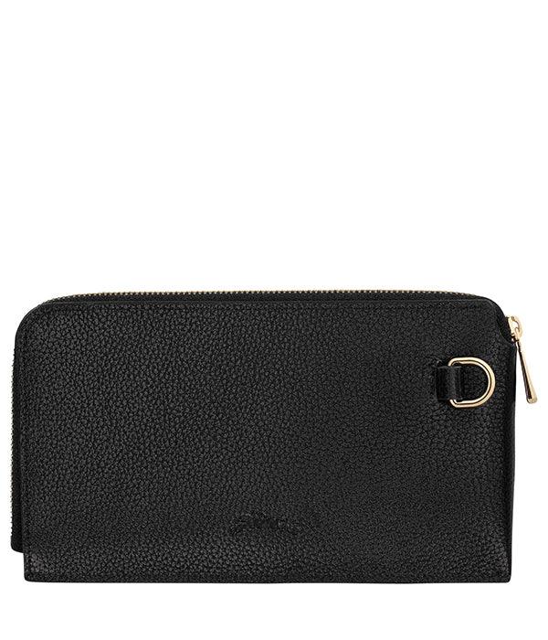 ארנק עור שחור יוקרתי עם רוכסן מזהב, מבית CHOZEN, מותגים מובילים בישראל