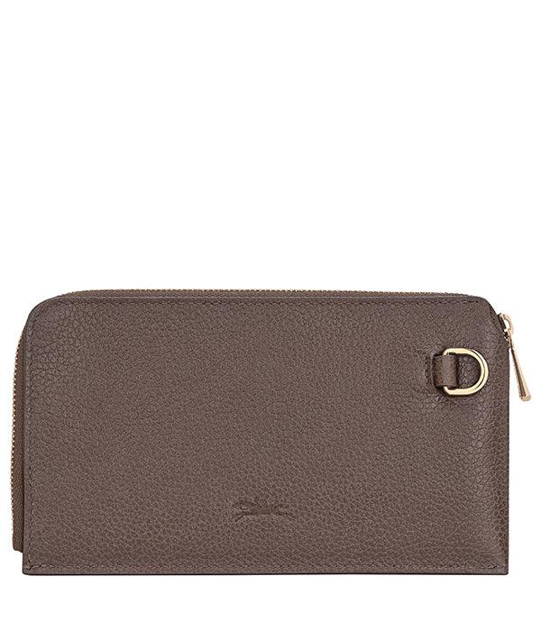 ארנק עור חום יוקרתי עם רוכסן, מותג CHOZEN, עיצוב אלגנטי לגבר או אישה