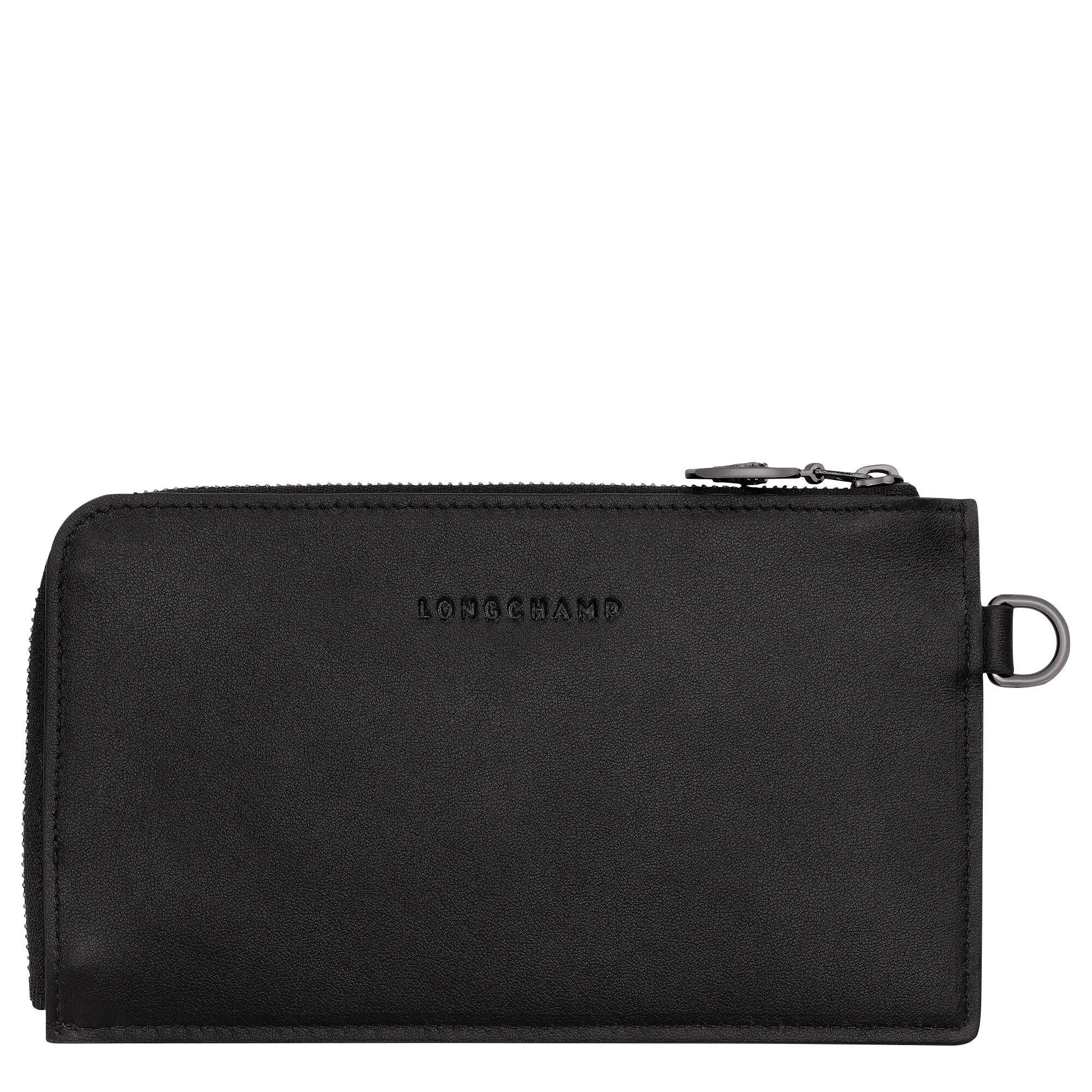 ארנק עור שחור LONGCHAMP עם רוכסן, עיצוב יוקרתי, מותג נבחר ב-CHOZEN