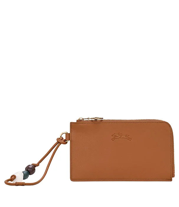 ארנק עור חום עם רוכסן ותליון חרוזים, מבית המותגים המובילים CHOZEN