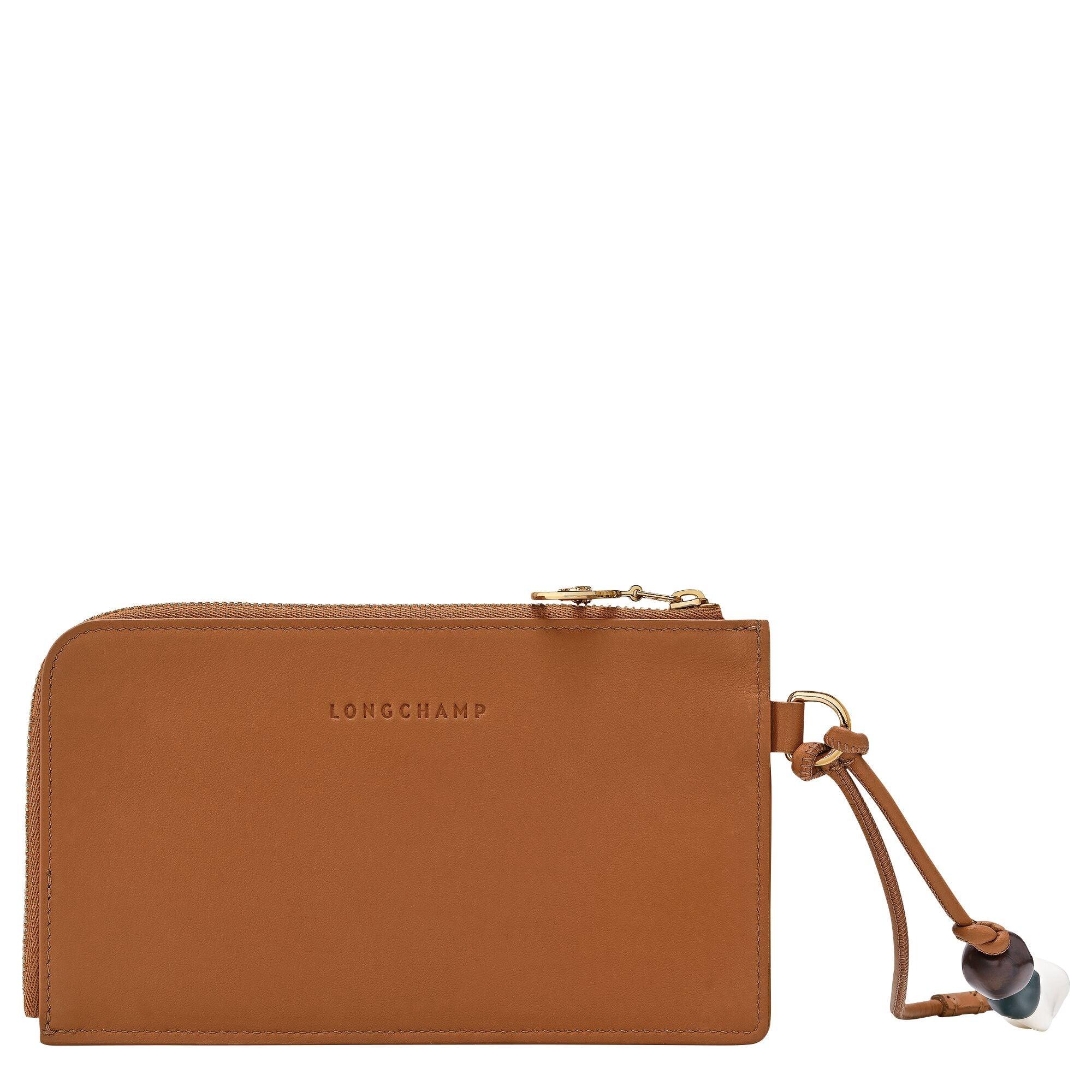 ארנק עור חום לנשים Longchamp עם רוכסן ושרוך, מותג יוקרה באתר CHOZEN