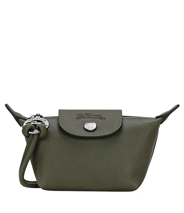 תיק יד קטן עור ירוק כהה עם לוגו מותג, עיצוב קלאסי CHOZEN