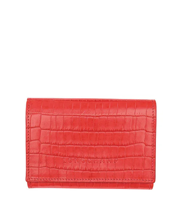 ארנק עור לנשים אדום בטקסטורת קרוקו של מותג יוקרתי ב-CHOZEN