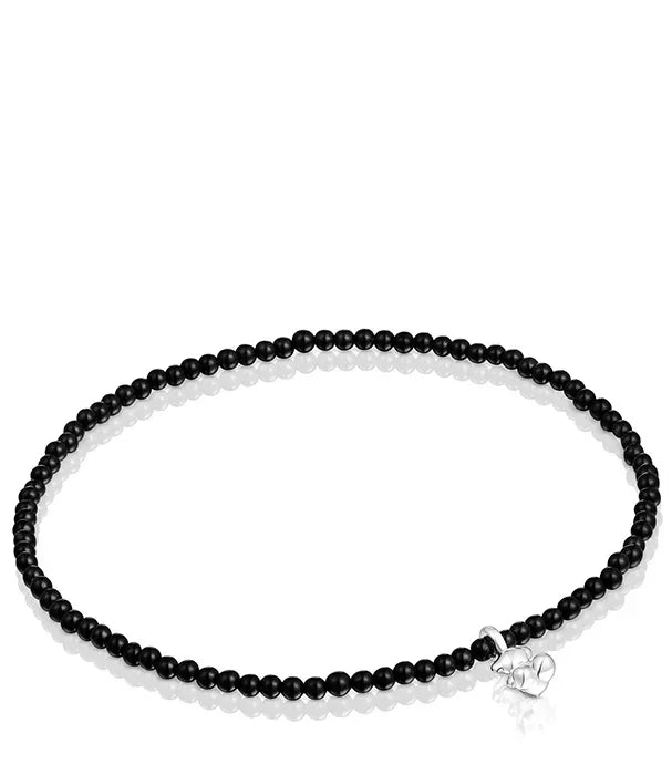 צמיד חרוזים שחורים עם תליון כסף קטן, תכשיט אופנה יוקרתי מחנות CHOZEN