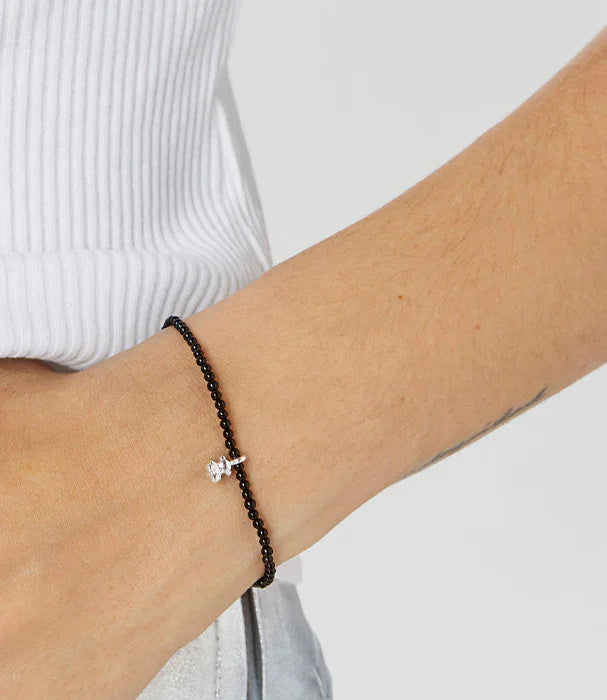 צמיד חרוזים שחורים עדין עם תליון כסף, אופנה יוקרתית מ-CHOZEN