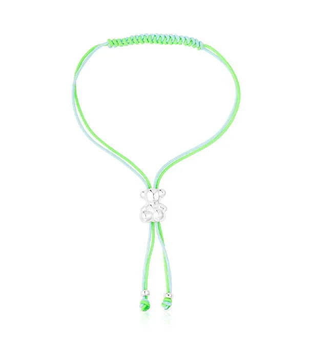 צמיד יד ירוק בהיר עם תליון דובי כסוף, תכשיט אופנתי מבית CHOZEN