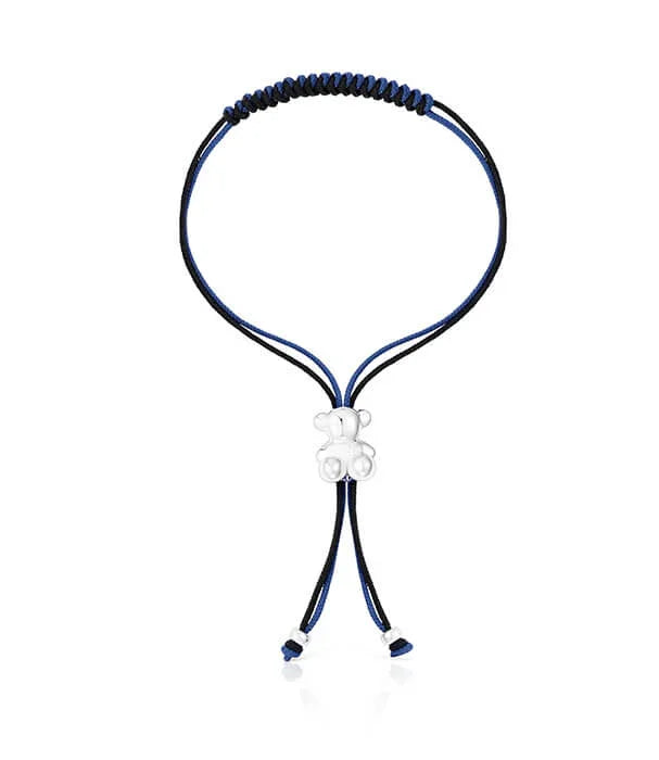 צמיד כוונון שחור כחול עם תליון דוב כסף, תכשיט אופנה CHOZEN מותגים מובילים