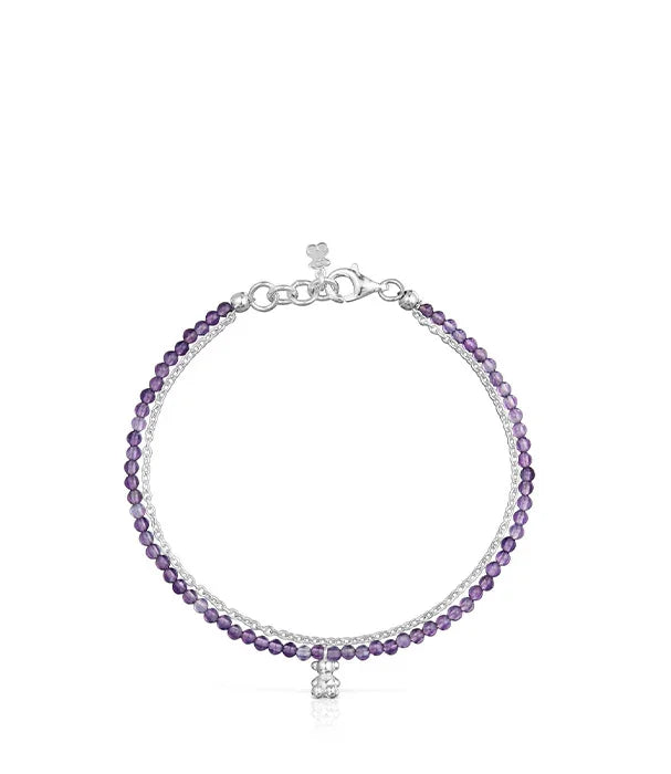 צמיד חרוזים סגולים עם תליון כסוף מבית מותגי היוקרה CHOZEN