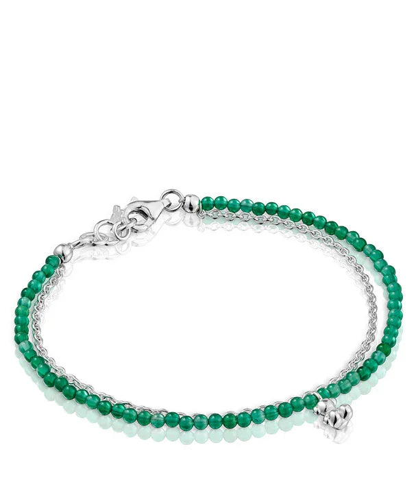 צמיד חרוזים ירוקים וכסף לנשים, אופנת תכשיטים, CHOZEN מותגים מובילים