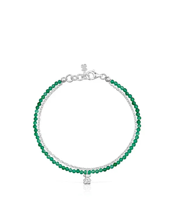 צמיד כסף עם חרוזים ירוקים ותליון, תכשיט אופנה יוקרתי של מותג CHOZEN