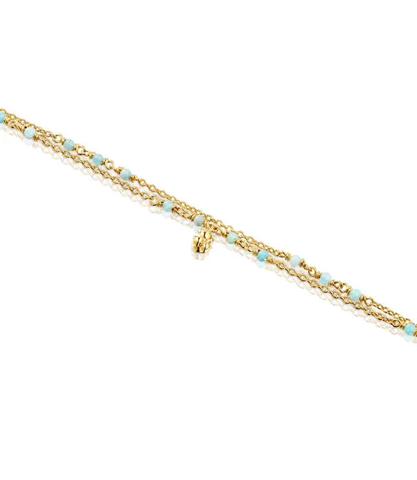 צמיד זהב עם חרוזים טורקיז עדינים, תכשיט יוקרתי מבית CHOZEN